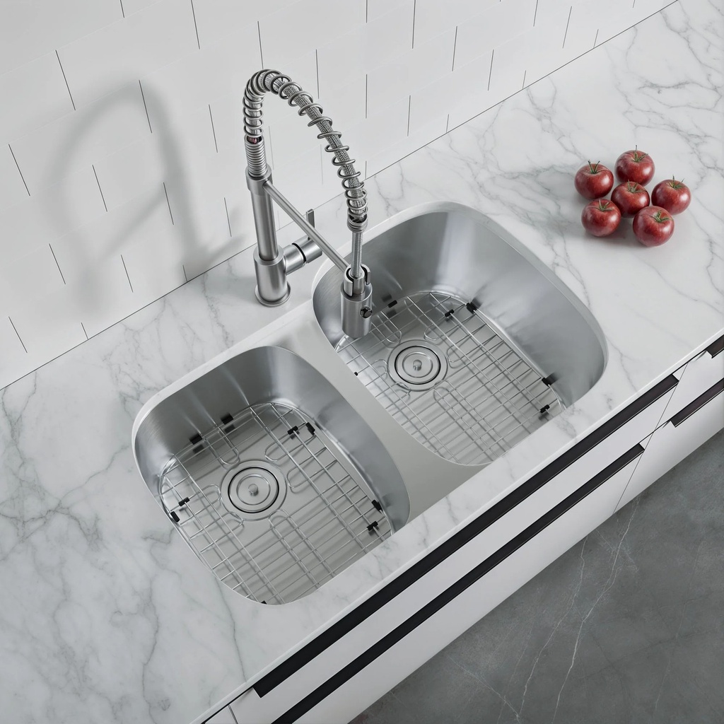 [6001-3220RT] Dowell 6001-3220RT | 32" Offset Double-Bowl Undermount Kitchen Sink