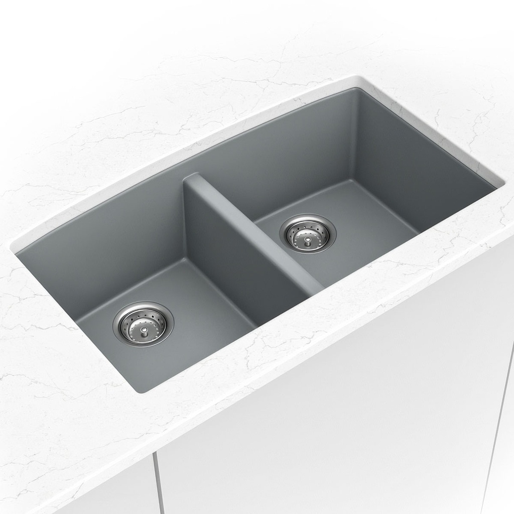 [SIN-QTZ-DBLBWL-5050-3219-GRY] MSI-QUARTZ GREY DOUBLE BOWL 50/50-3219