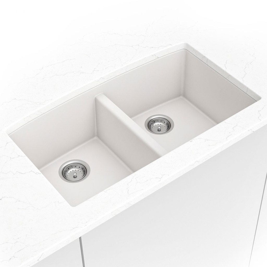 [SIN-QTZ-DBLBWL-5050-3219-WHT] MSI-QUARTZ WHITE DOUBLE BOWL 50/50-3219
