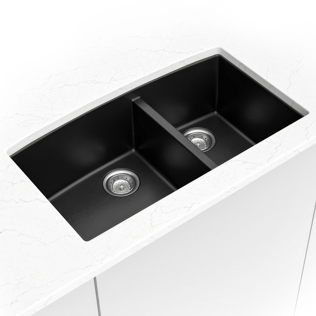 [SIN-QTZ-DBLBWL-6040-3219-BLK] MSI-QUARTZ BLACK DOUBLE BOWL 60/40-3219