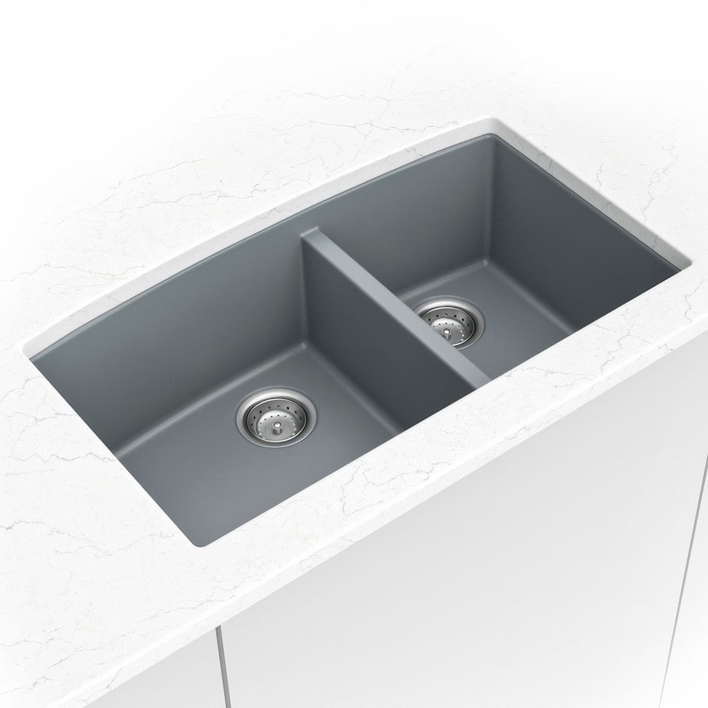 [SIN-QTZ-DBLBWL-6040-3219-GRY] MSI-QUARTZ GREY DOUBLE BOWL 60/40-3219