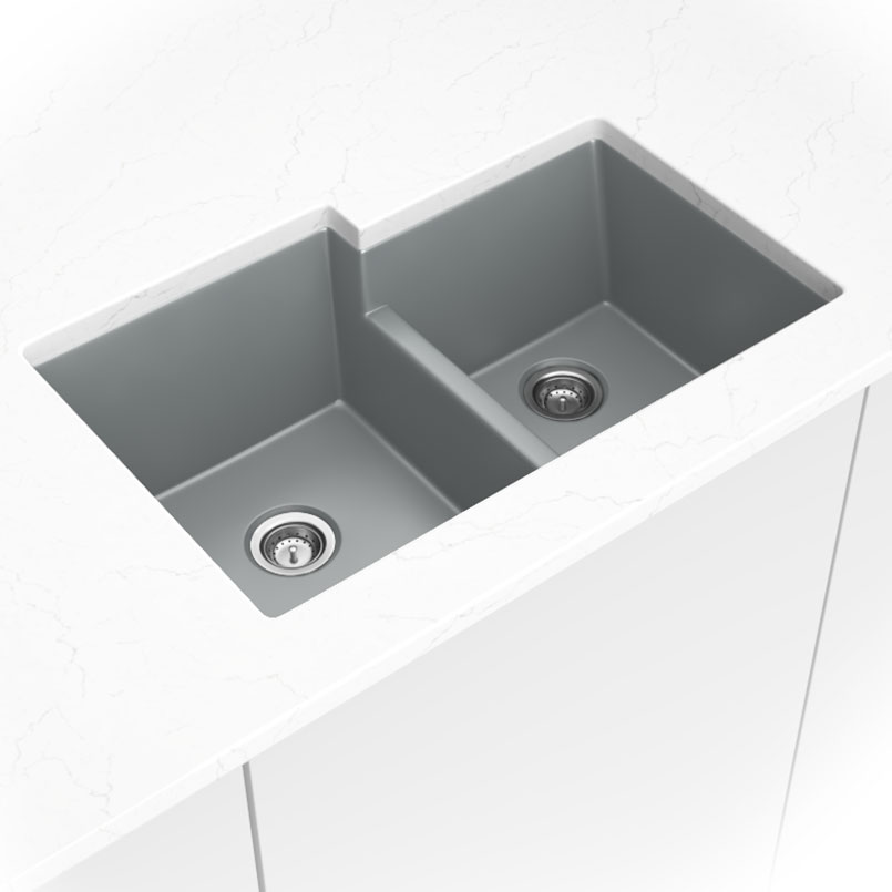 [SIN-QZ-STRDBLBWL-6040-3221-GRY] MSI-QUARTZ GRAY STRAIGHT DBL BWL60/40-3221