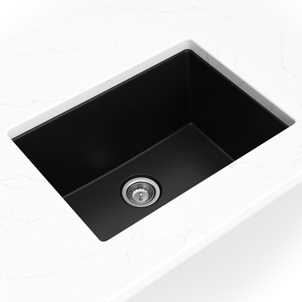 [SIN-QZ-STRSINBWL-2418-BLK] MSI-QUARTZ BLACK STRAIGHT SINGLE BOWL 2418
