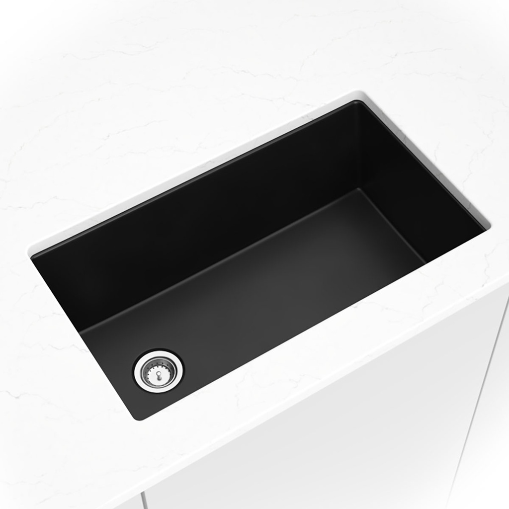 [SIN-QZ-STRSINBWL-3119-BLK] MSI-QUARTZ BLACK STRAIGHT SINGLE BOWL 3119