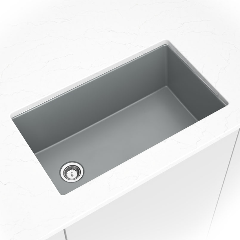 [SIN-QZ-STRSINBWL-3119-GRY] MSI-QUARTZ GRAY  STRAIGHT SINGLE BOWL 3119