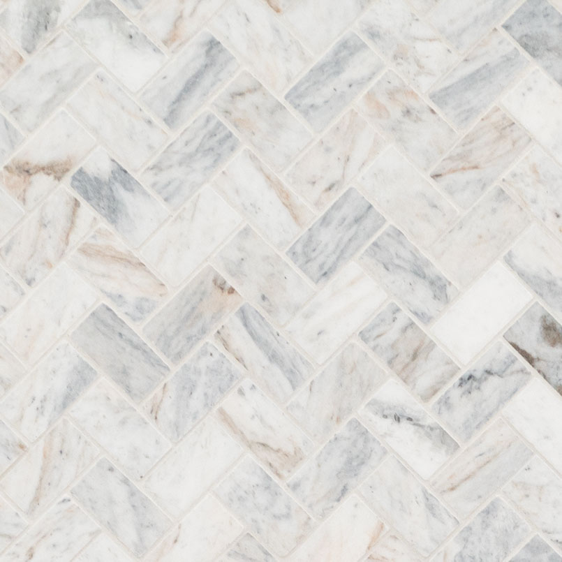 [SMOT-CAPBLU-HBH] MSI-CAPRI BLUE 1X2 HERRINGBONE HONED