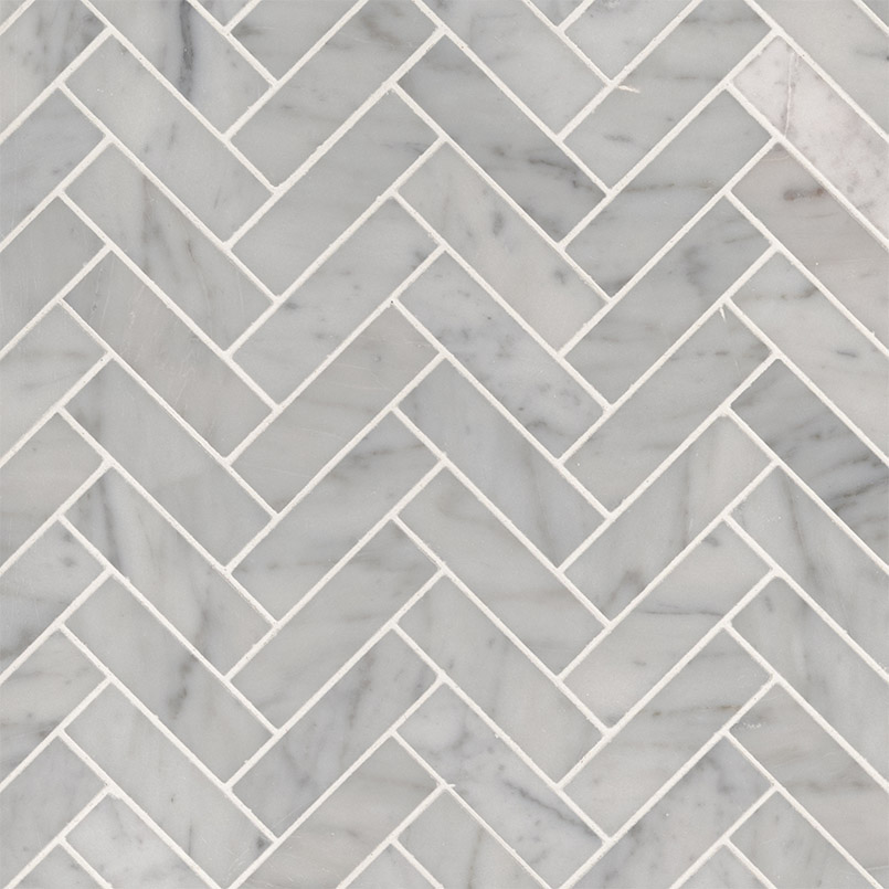[SMOT-CAR-1X3HBP] MSI-CARRRARA WHITE HERRINGBONE MOSAIC