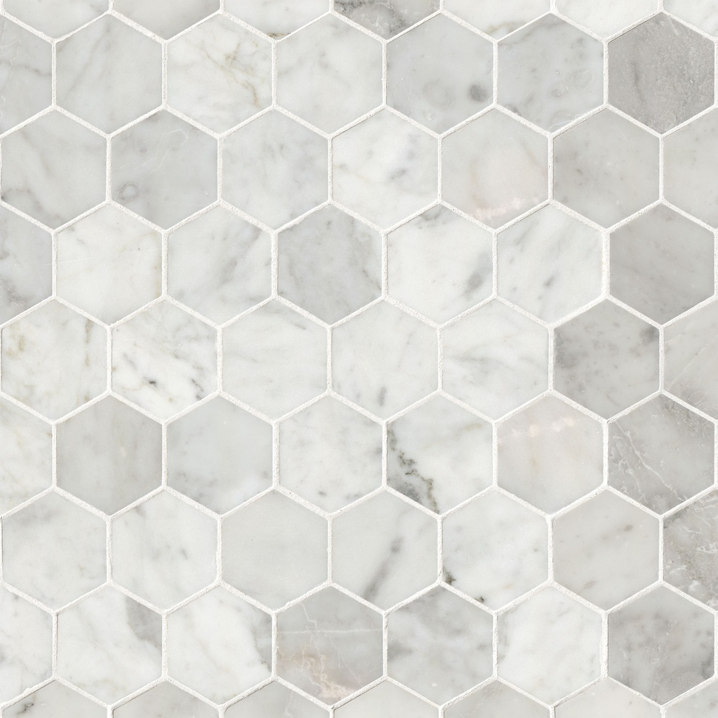 [SMOT-CAR-2HEXH] MSI-CARRARA WHITE 2" HEXAGON HONED